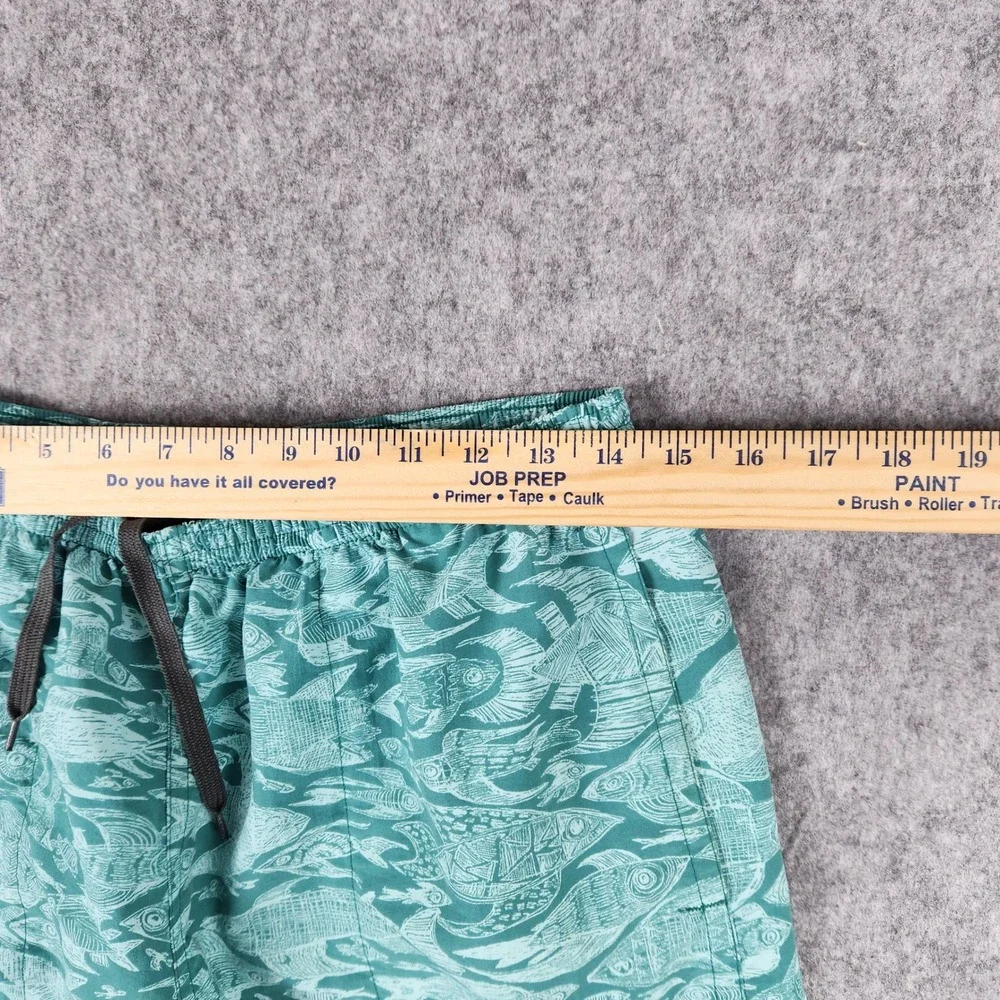 Patagonia Baggies Shorts Mens M Green Hexy Fish Print Mesh Lined Swim Trunks